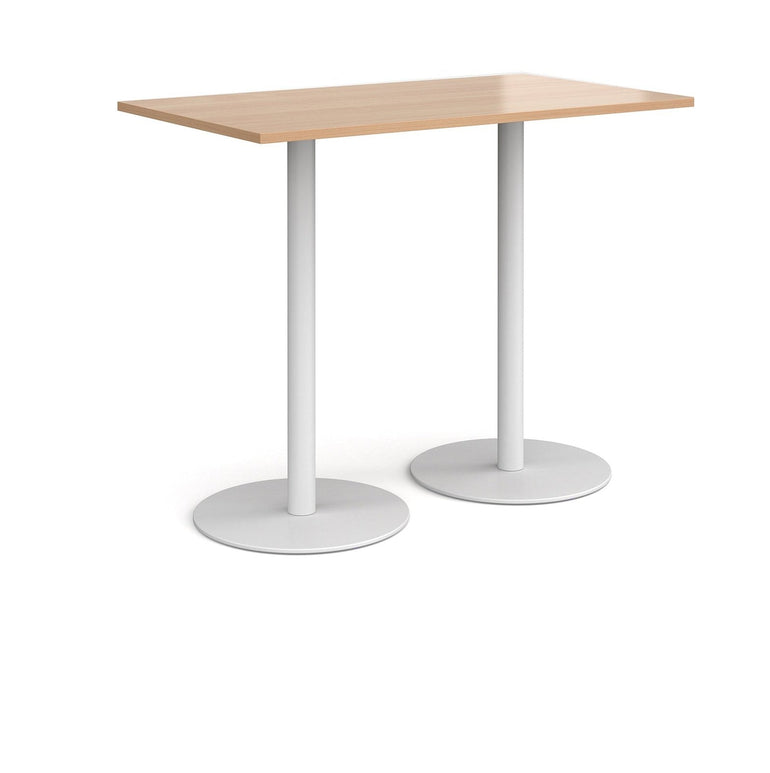 Monza rectangular poseur table with flat round bases - Office Products Online
