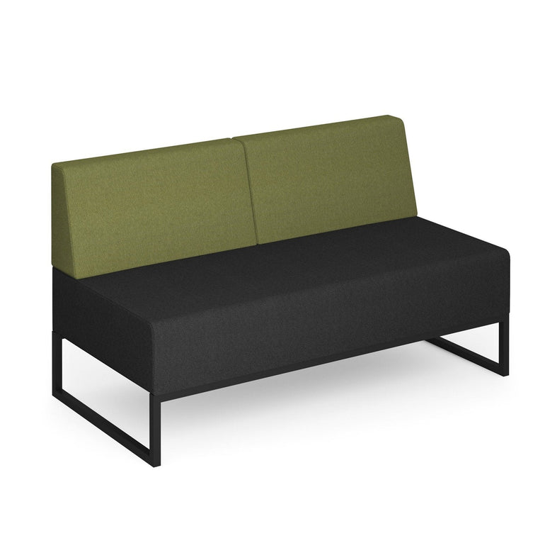 Nera modular soft seating bench with double back and black frame - Office Products Online