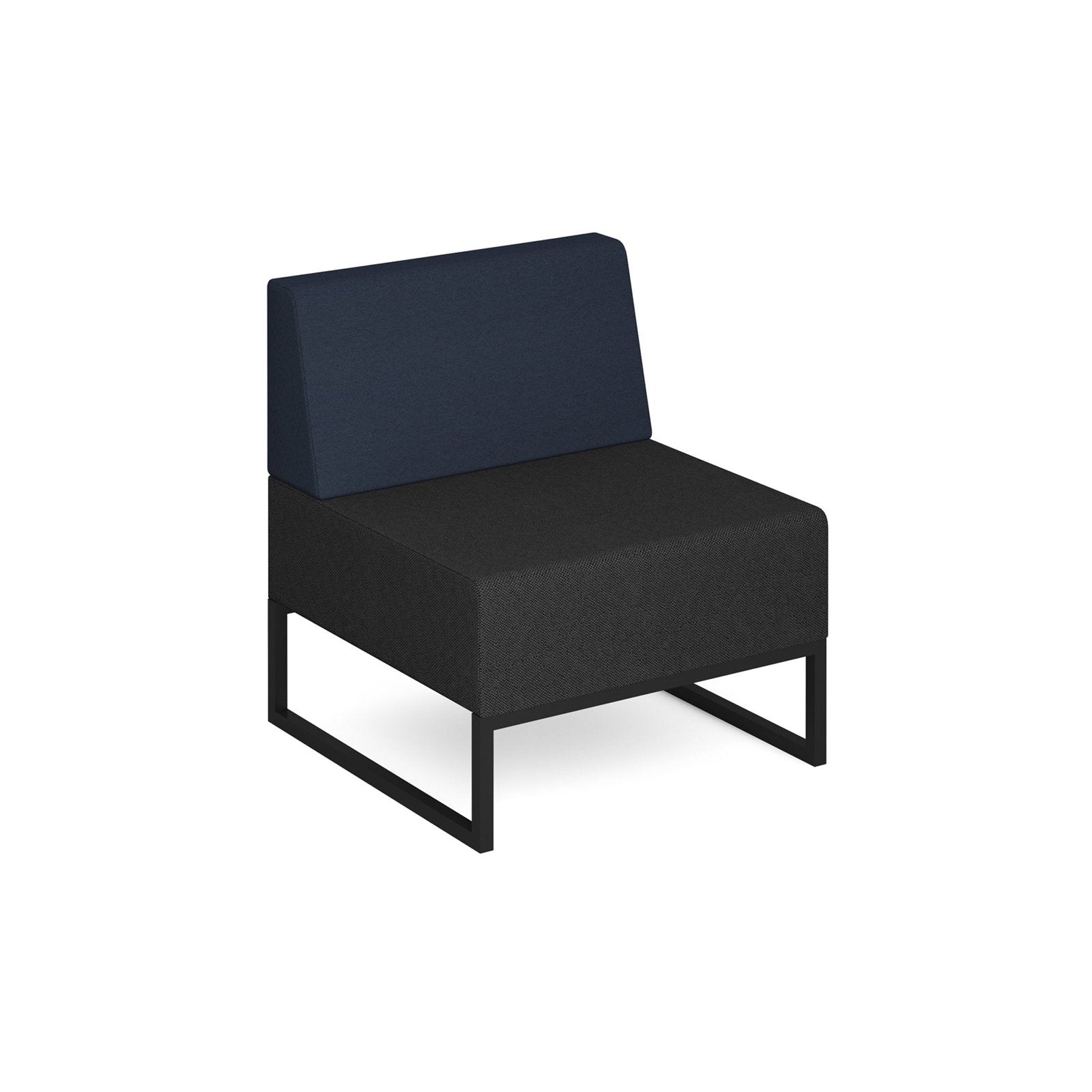 Nera modular soft seating single bench with back and black frame - Office Products Online