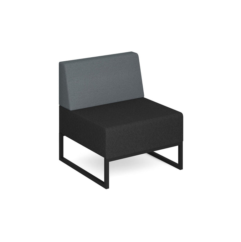 Nera modular soft seating single bench with back and black frame - Office Products Online