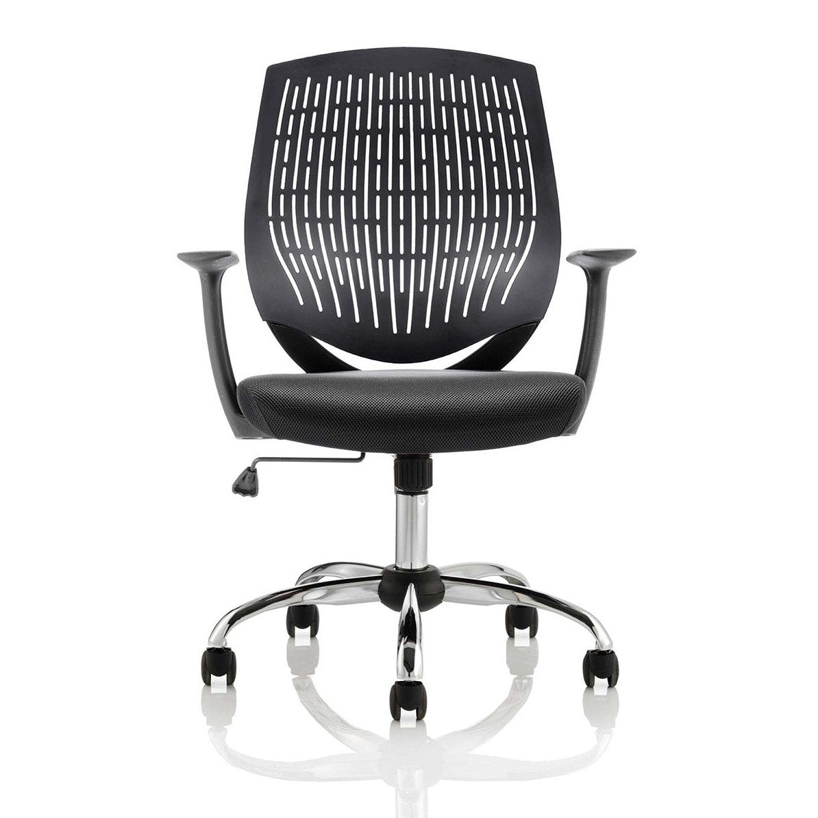 Dura Medium Back Mesh Task Operator Office Chair with Arms - Chrome Metal Frame, Airmesh Fabric Seat, 110kg Capacity, 8hr Usage, Adjustable Height