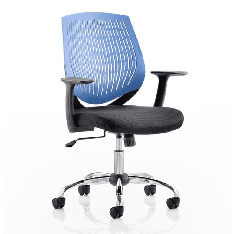 Dura Medium Back Mesh Task Operator Office Chair with Arms - Chrome Metal Frame, Airmesh Fabric Seat, 110kg Capacity, 8hr Usage, Adjustable Height