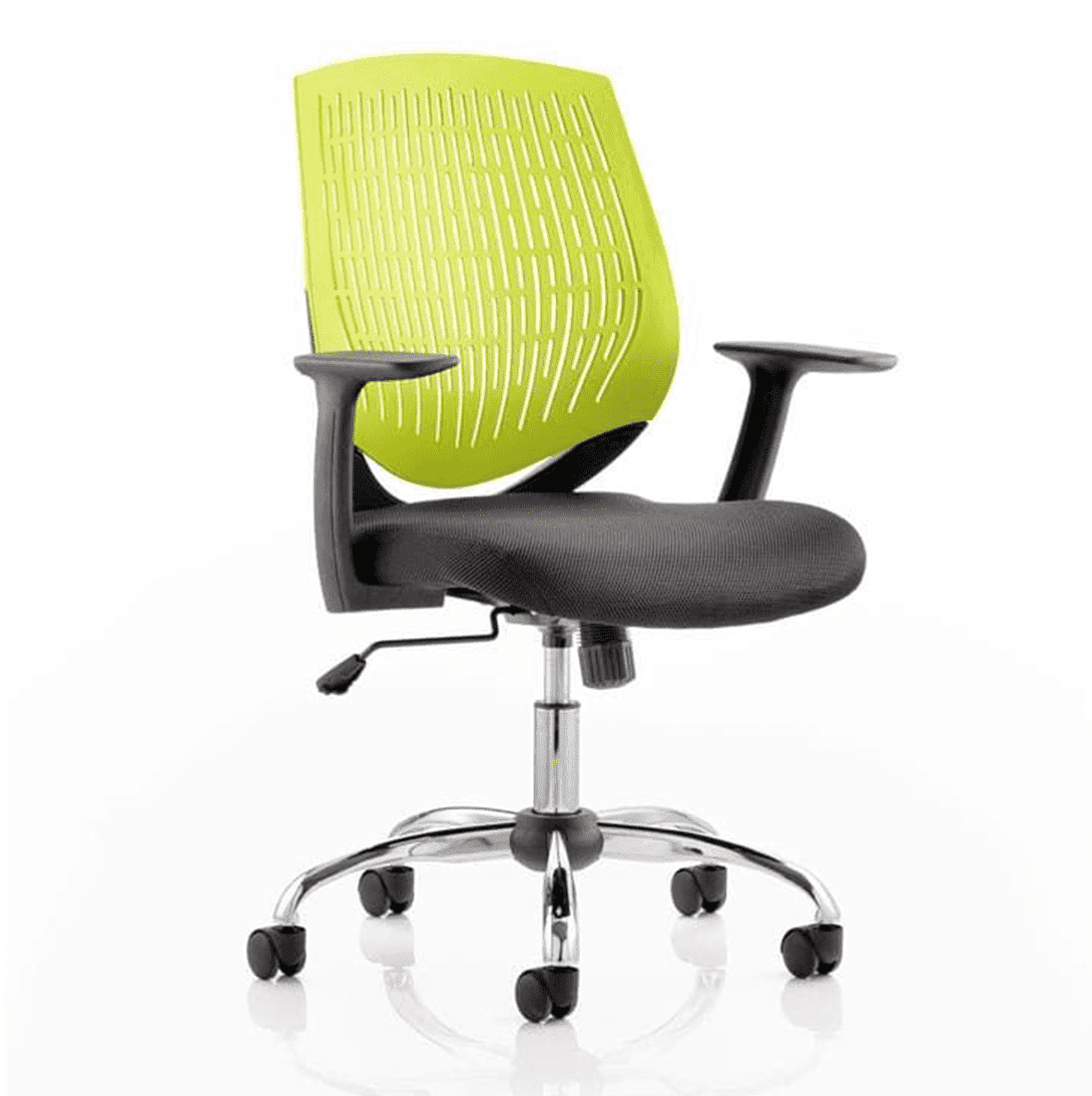 Dura Medium Back Mesh Task Operator Office Chair with Arms - Chrome Metal Frame, Airmesh Fabric Seat, 110kg Capacity, 8hr Usage, Adjustable Height