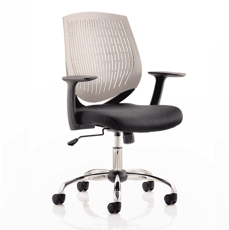 Dura Medium Back Mesh Task Operator Office Chair with Arms - Chrome Metal Frame, Airmesh Fabric Seat, 110kg Capacity, 8hr Usage, Adjustable Height