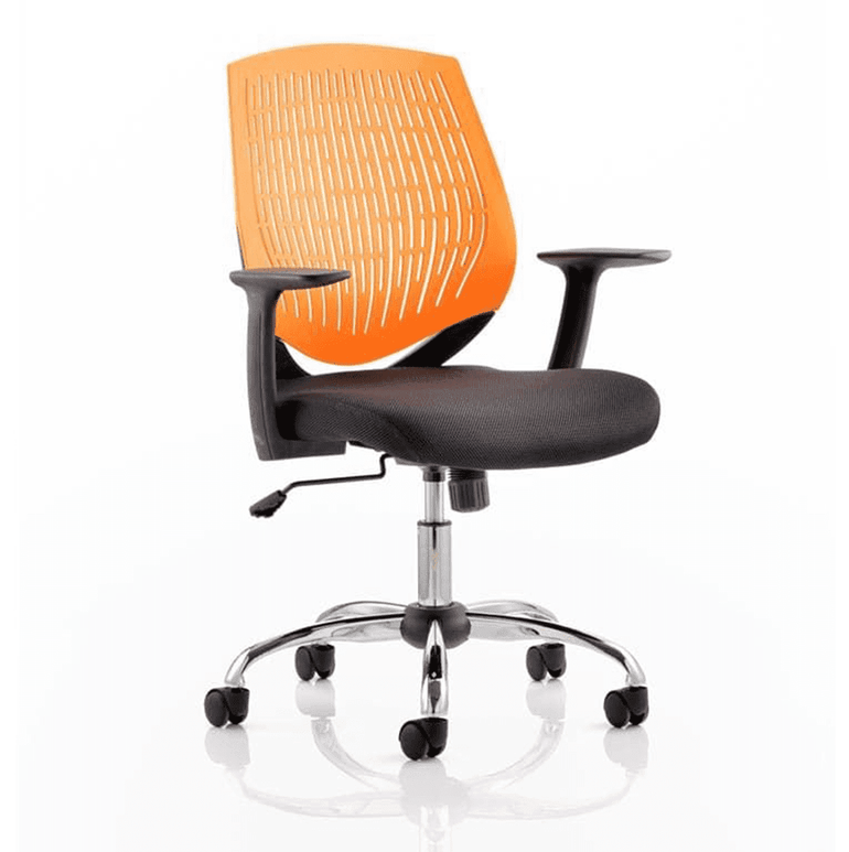 Dura Medium Back Mesh Task Operator Office Chair with Arms - Chrome Metal Frame, Airmesh Fabric Seat, 110kg Capacity, 8hr Usage, Adjustable Height