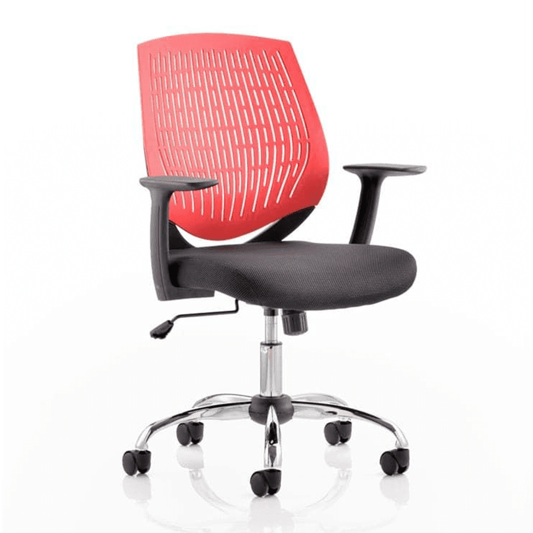 Dura Medium Back Mesh Task Operator Office Chair with Arms - Chrome Metal Frame, Airmesh Fabric Seat, 110kg Capacity, 8hr Usage, Adjustable Height