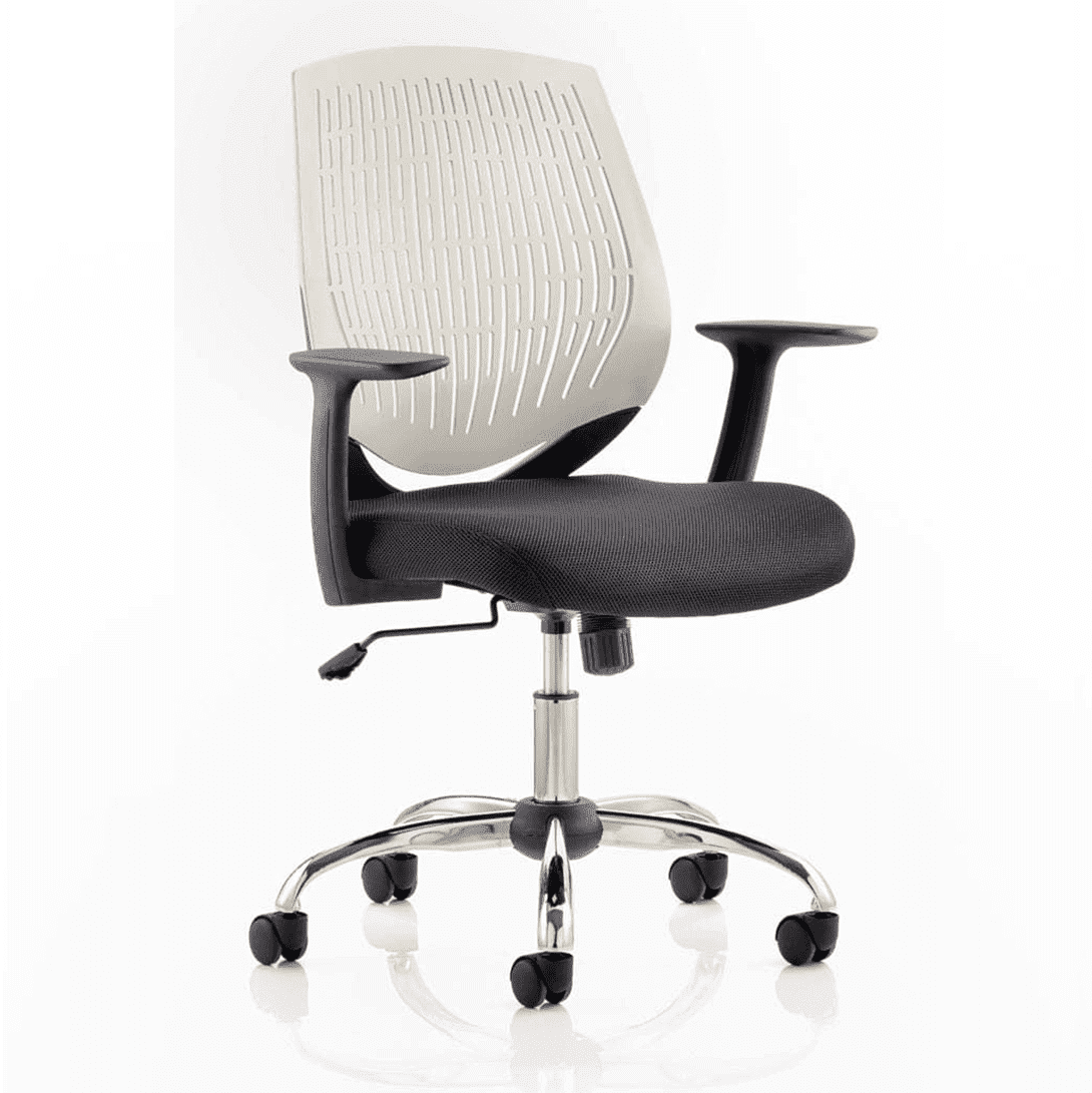 Dura Medium Back Mesh Task Operator Office Chair with Arms - Chrome Metal Frame, Airmesh Fabric Seat, 110kg Capacity, 8hr Usage, Adjustable Height