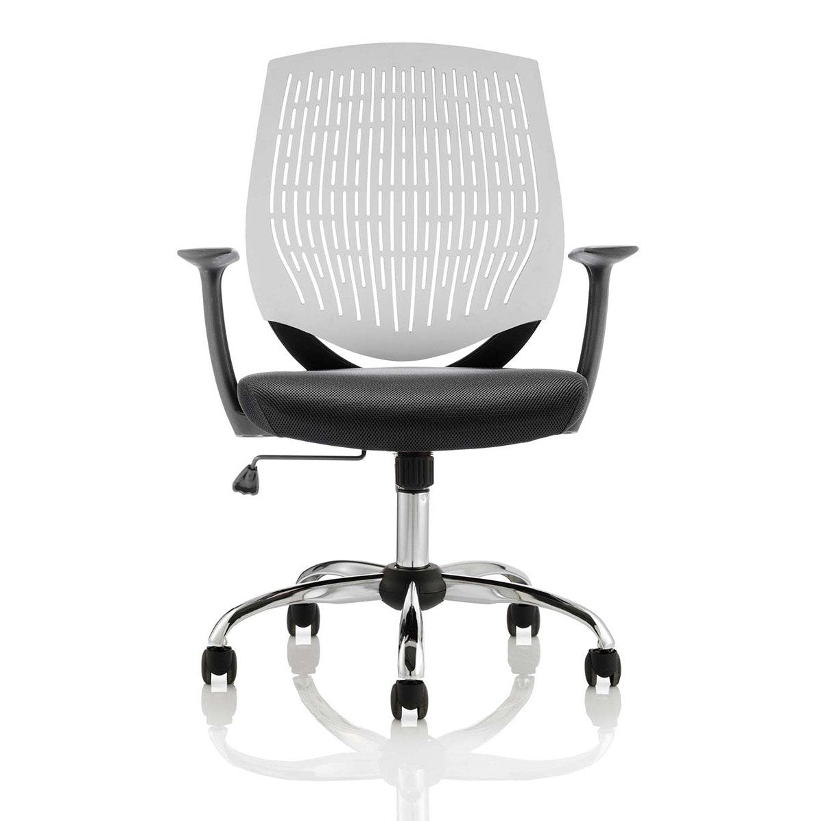 Dura Medium Back Mesh Task Operator Office Chair with Arms - Chrome Metal Frame, Airmesh Fabric Seat, 110kg Capacity, 8hr Usage, Adjustable Height
