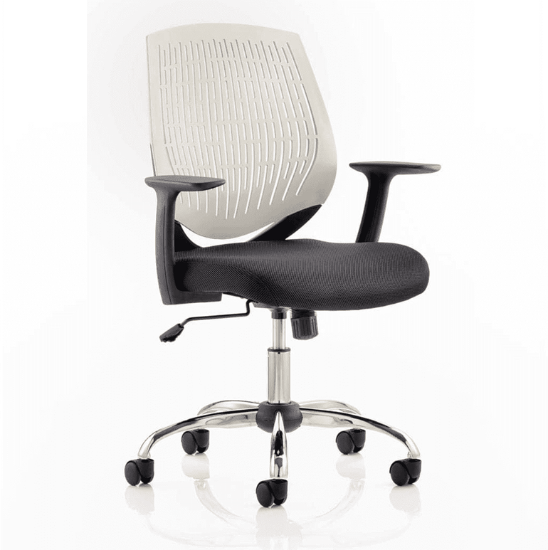 Dura Medium Back Mesh Task Operator Office Chair with Arms - Chrome Metal Frame, Airmesh Fabric Seat, 110kg Capacity, 8hr Usage, Adjustable Height