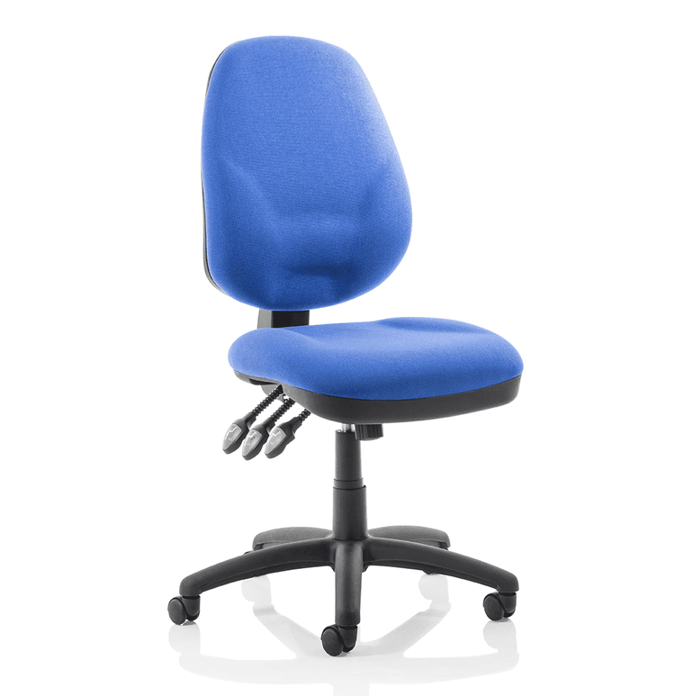 Eclipse Plus XL High Back Task Operator Office Chair - Fabric Seat & Back, Nylon Frame, 125kg Capacity, 8hr Usage, Adjustable Arms, 3yr Mechanism Warranty