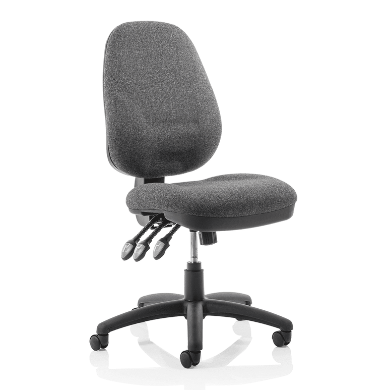 Eclipse Plus XL High Back Task Operator Office Chair - Fabric Seat & Back, Nylon Frame, 125kg Capacity, 8hr Usage, Adjustable Arms, 3yr Mechanism Warranty