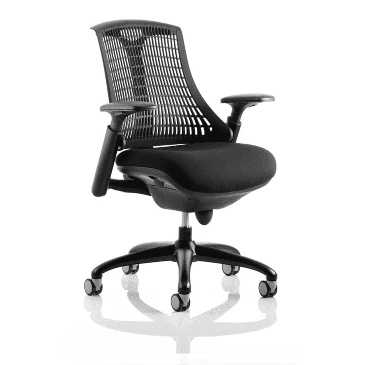 Flex Medium Back Task Operator Office Chair - Black Frame, Mesh & Fabric, Adjustable Arms, 110kg Capacity, 8hr Use, Flat Packed - 2Yr Mechanism Warranty