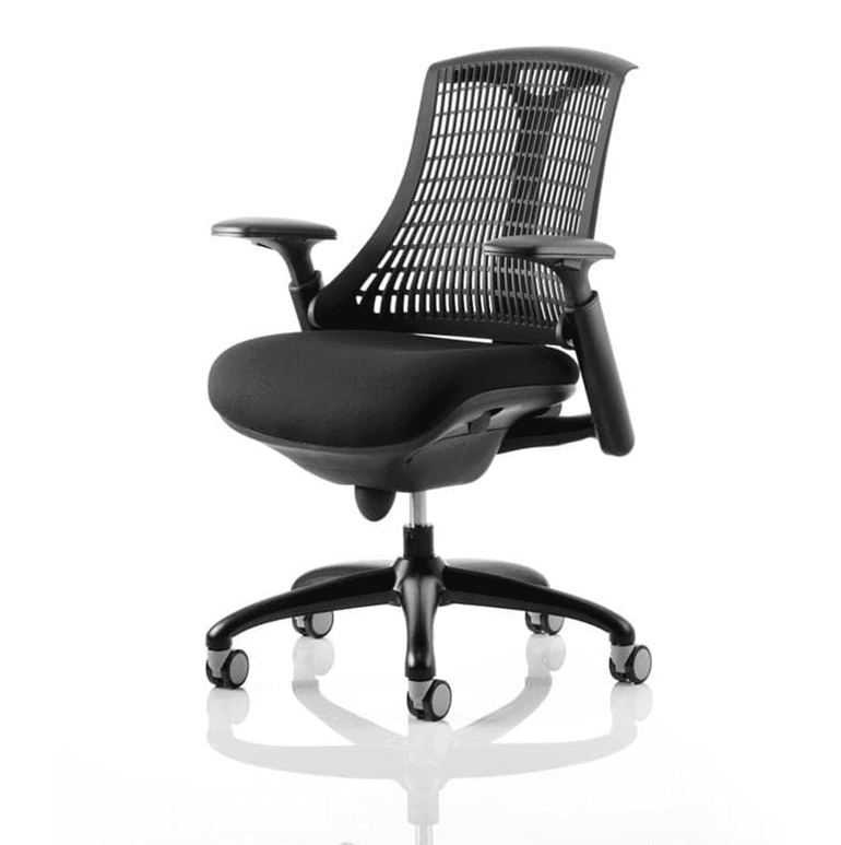 Flex Medium Back Task Operator Office Chair - Black Frame, Mesh & Fabric, Adjustable Arms, 110kg Capacity, 8hr Use, Flat Packed - 2Yr Mechanism Warranty