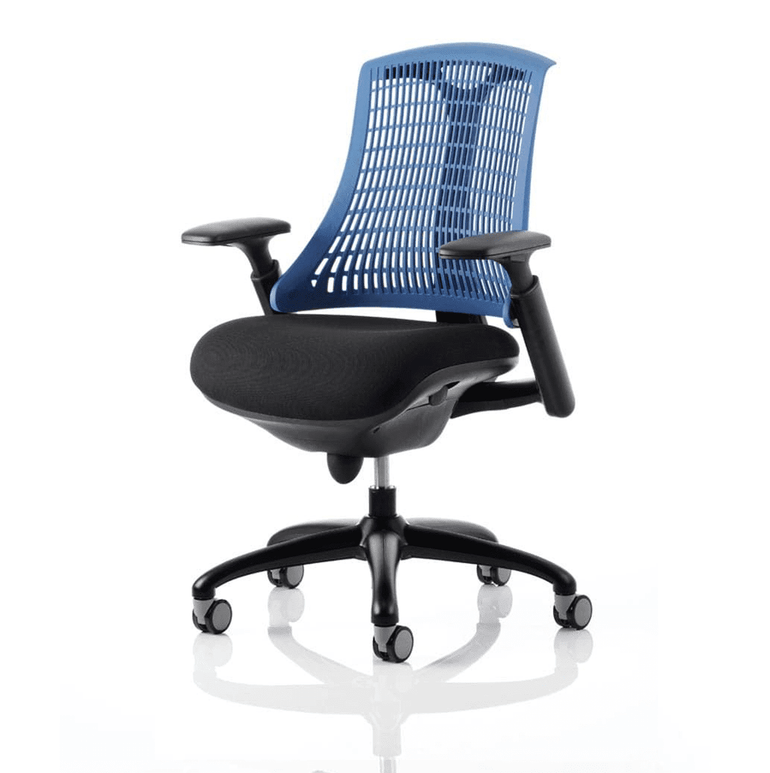 Flex Medium Back Task Operator Office Chair - Black Frame, Mesh & Fabric, Adjustable Arms, 110kg Capacity, 8hr Use, Flat Packed - 2Yr Mechanism Warranty