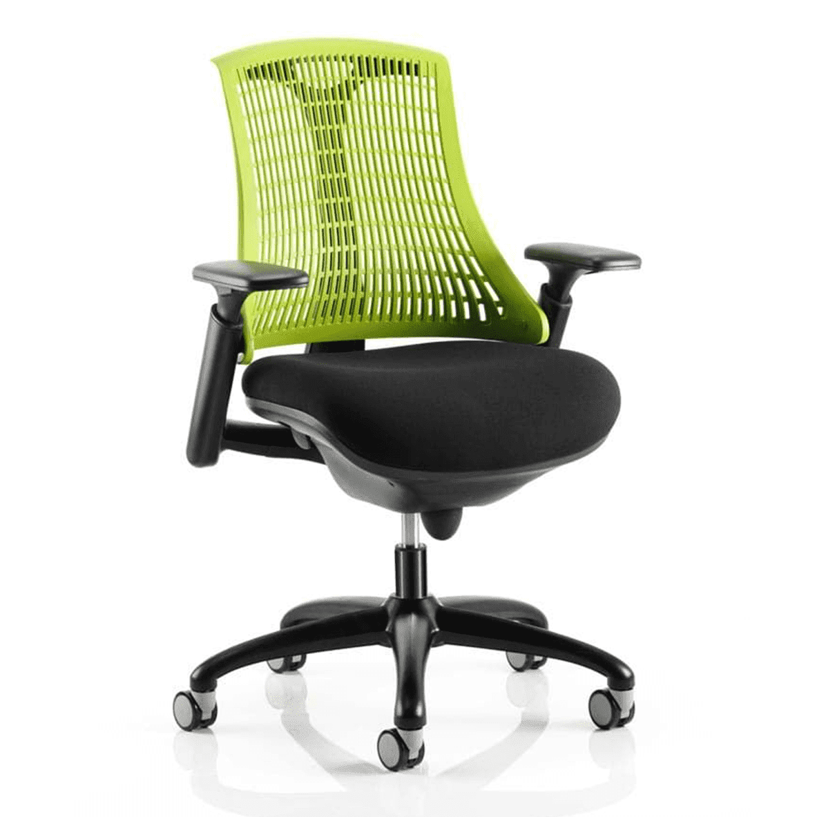 Flex Medium Back Task Operator Office Chair - Black Frame, Mesh & Fabric, Adjustable Arms, 110kg Capacity, 8hr Use, Flat Packed - 2Yr Mechanism Warranty