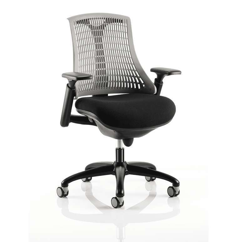 Flex Medium Back Task Operator Office Chair - Black Frame, Mesh & Fabric, Adjustable Arms, 110kg Capacity, 8hr Use, Flat Packed - 2Yr Mechanism Warranty