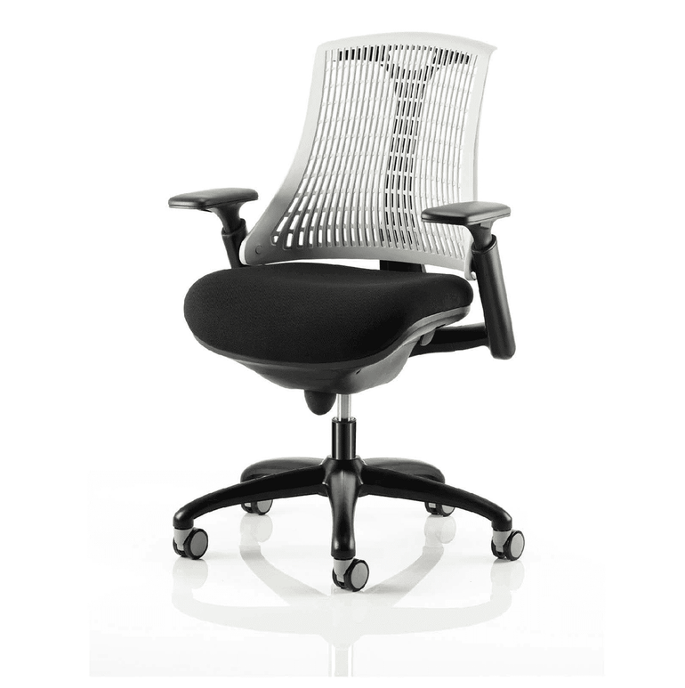 Flex Medium Back Task Operator Office Chair - Black Frame, Mesh & Fabric, Adjustable Arms, 110kg Capacity, 8hr Use, Flat Packed - 2Yr Mechanism Warranty