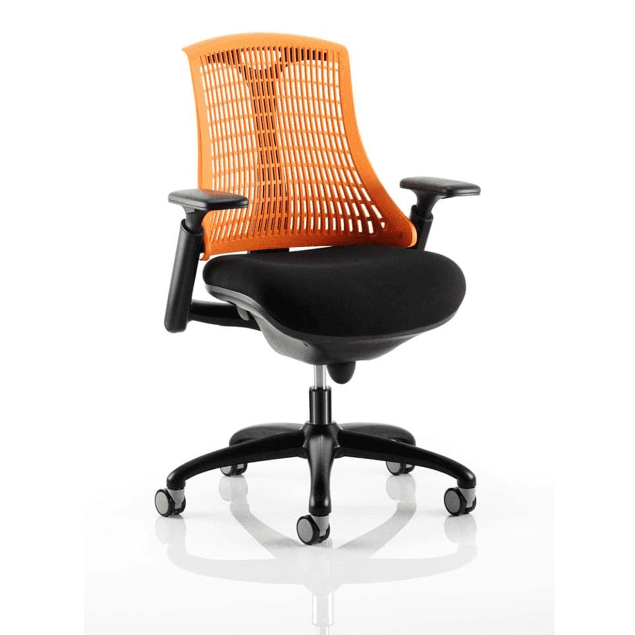 Flex Medium Back Task Operator Office Chair - Black Frame, Mesh & Fabric, Adjustable Arms, 110kg Capacity, 8hr Use, Flat Packed - 2Yr Mechanism Warranty