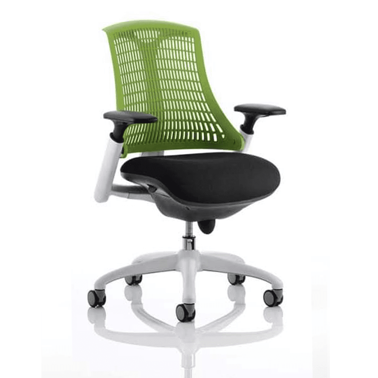 Flex Medium Back Task Operator Office Chair - White Frame, Mesh & Fabric, Adjustable Arms, 8hr Usage, 110kg Capacity (Flat Packed)