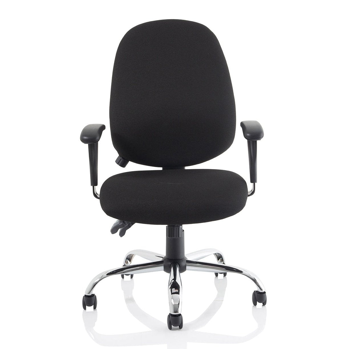 Lisbon Medium Back Task Office Chair - Height Adjustable Arms, Fabric Seat, Chrome Frame, 125kg Capacity, 8hr Usage, 2yr Warranty