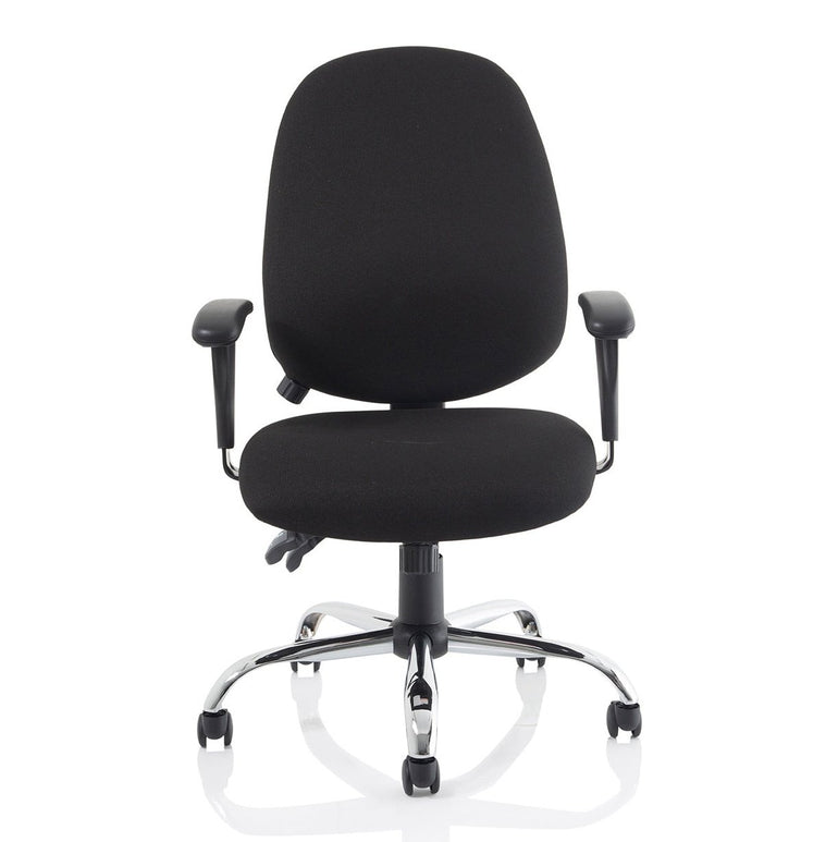 Lisbon Medium Back Task Office Chair - Height Adjustable Arms, Fabric Seat, Chrome Frame, 125kg Capacity, 8hr Usage, 2yr Warranty