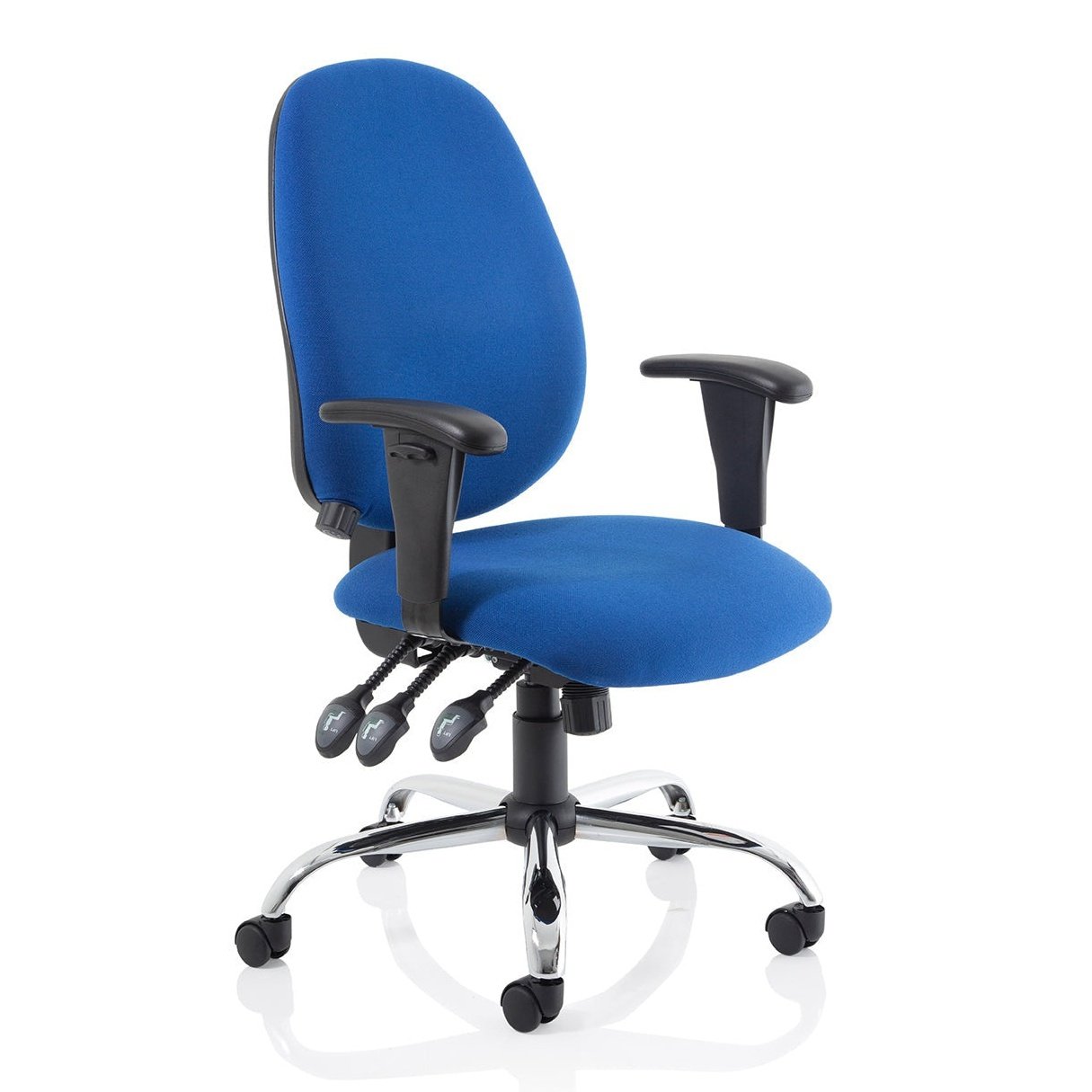 Lisbon Medium Back Task Office Chair - Height Adjustable Arms, Fabric Seat, Chrome Frame, 125kg Capacity, 8hr Usage, 2yr Warranty