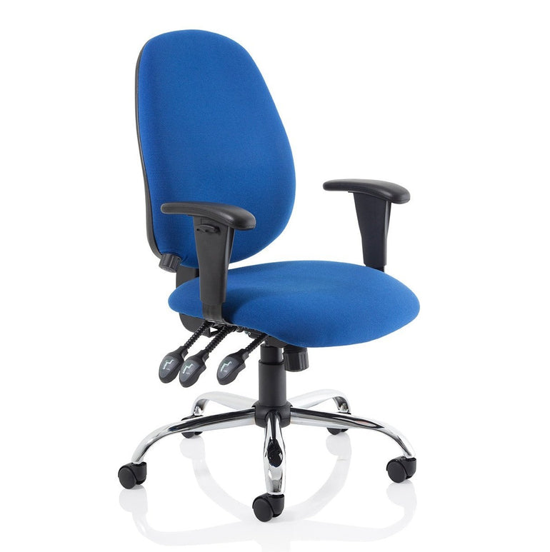 Lisbon Medium Back Task Office Chair - Height Adjustable Arms, Fabric Seat, Chrome Frame, 125kg Capacity, 8hr Usage, 2yr Warranty