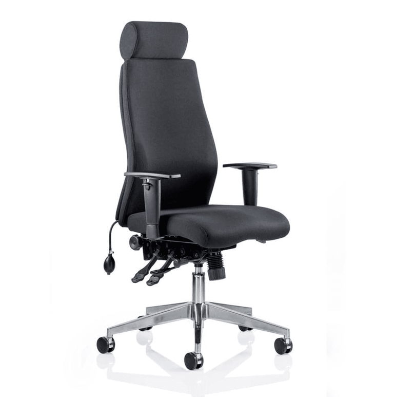 Onyx Ergonomic High Back Posture Chair - Height Adjustable Arms & Headrest, 24hr Use, 135kg Capacity, 5-Year Guarantee