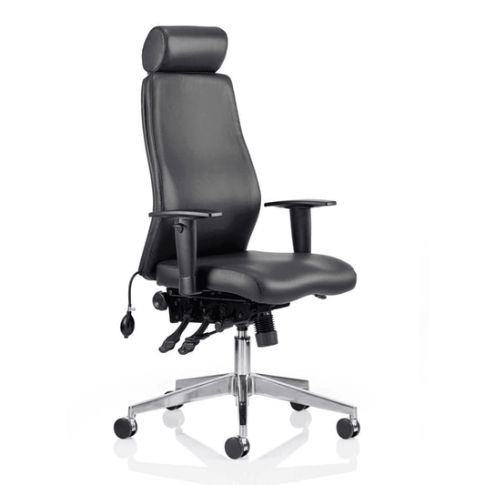 Onyx Ergonomic High Back Posture Chair - Height Adjustable Arms & Headrest, 24hr Use, 135kg Capacity, 5-Year Guarantee