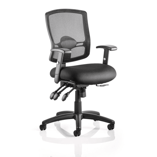 Portland III High Mesh Back Task Operator Office Chair - Adjustable Arms, Lumbar Support, 125kg Capacity, 8hr Usage, 2yr Guarantee