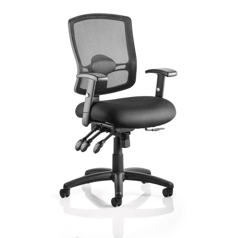 Portland III High Mesh Back Task Operator Office Chair - Adjustable Arms, Lumbar Support, 125kg Capacity, 8hr Usage, 2yr Guarantee