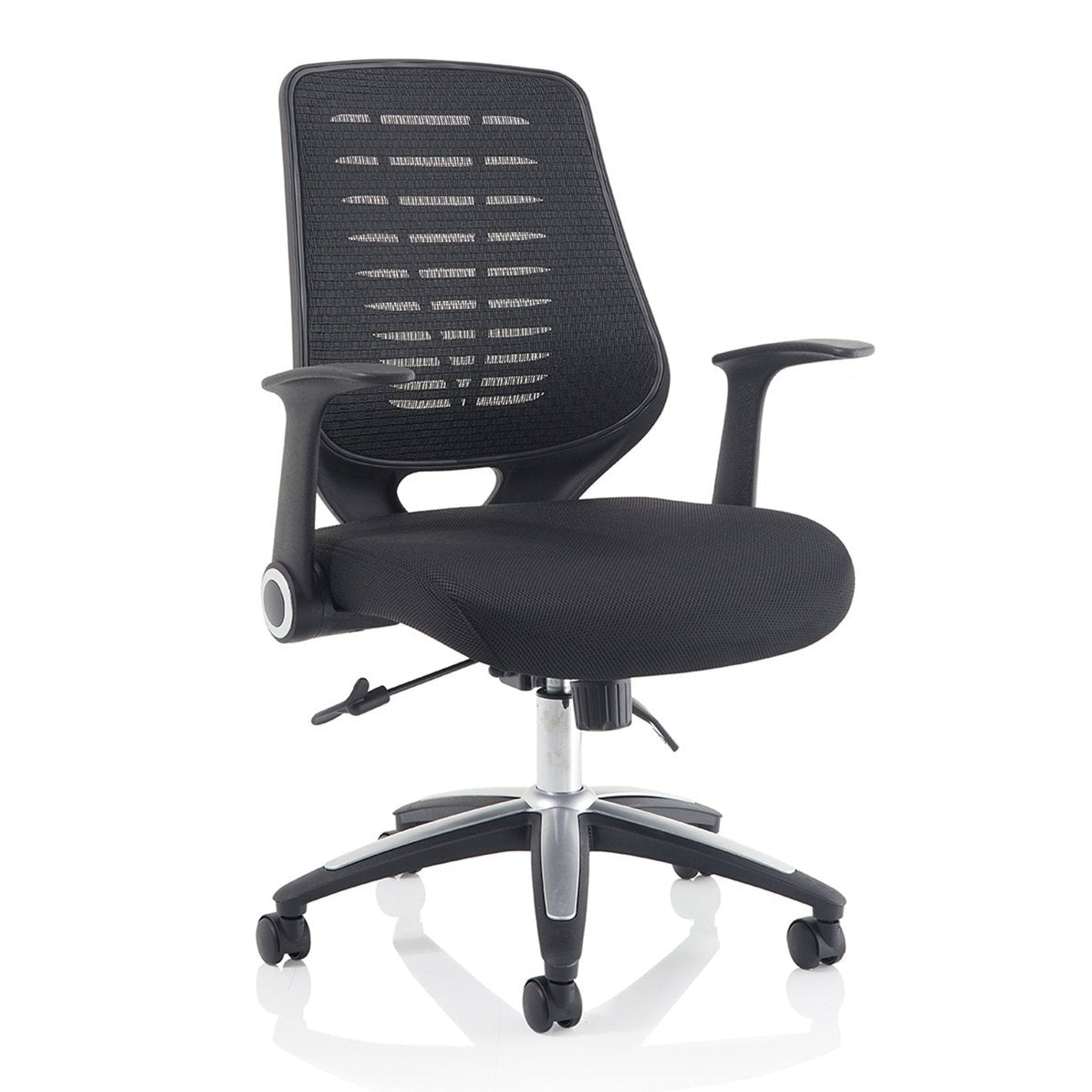 Relay Medium Mesh Back Office Chair - Task Operator Chair with Adjustable Arms, Metal & Plastic Frame, 110kg Capacity, 8hr Usage - Flat Packed