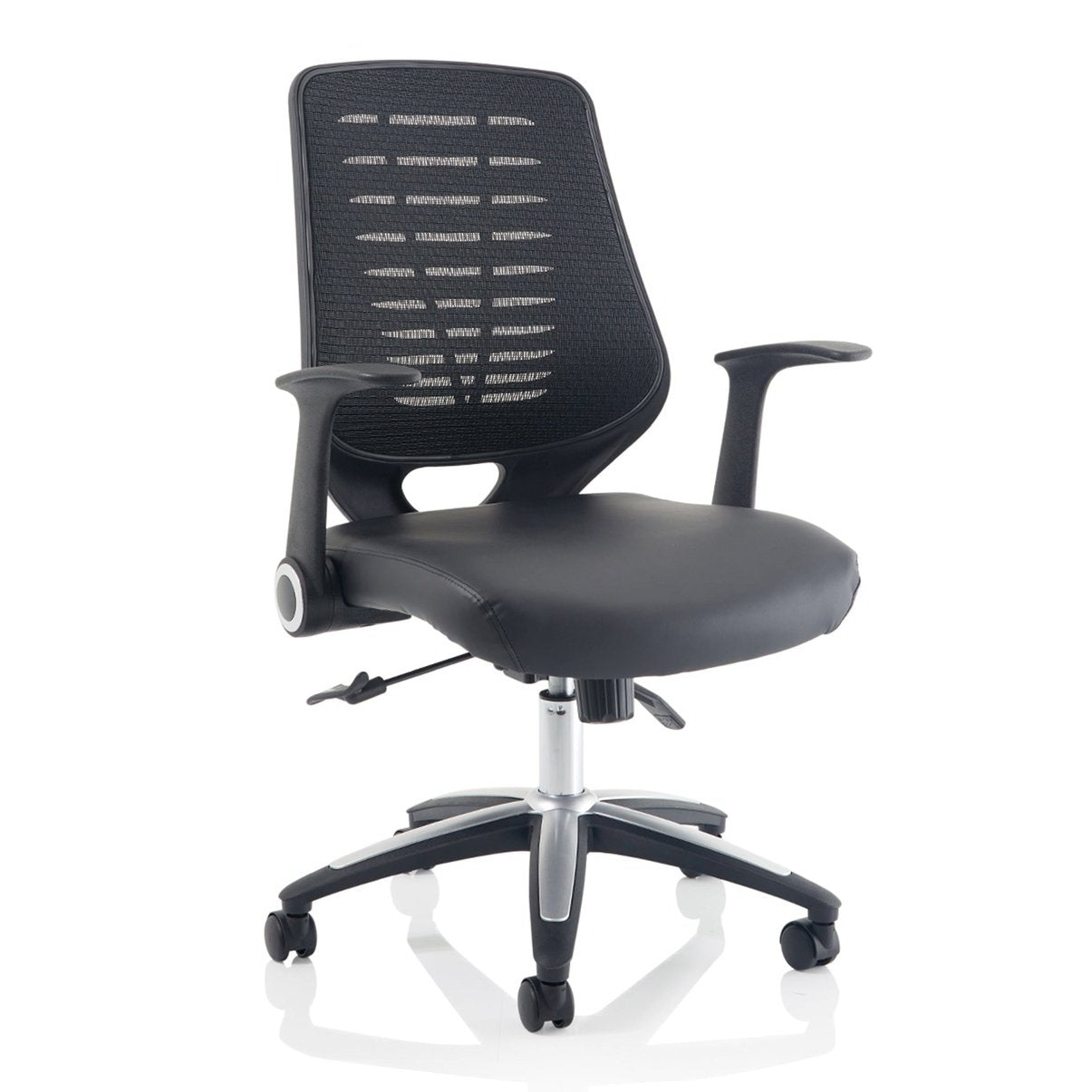 Relay Medium Mesh Back Office Chair - Task Operator Chair with Adjustable Arms, Metal & Plastic Frame, 110kg Capacity, 8hr Usage - Flat Packed