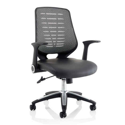 Relay Medium Mesh Back Office Chair - Task Operator Chair with Adjustable Arms, Metal & Plastic Frame, 110kg Capacity, 8hr Usage - Flat Packed