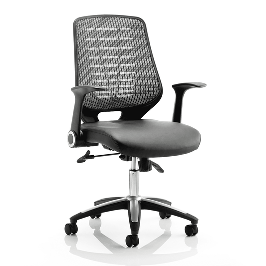 Relay Medium Mesh Back Office Chair - Task Operator Chair with Adjustable Arms, Metal & Plastic Frame, 110kg Capacity, 8hr Usage - Flat Packed