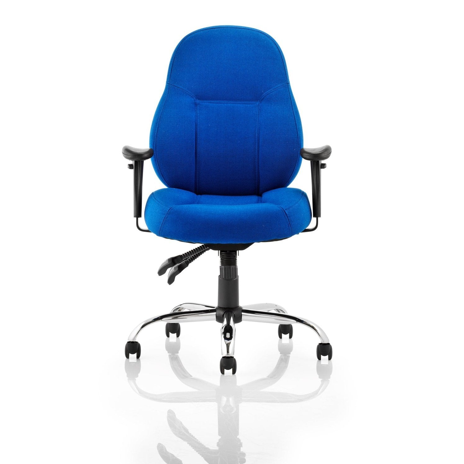 Storm High Back Task Operator Office Chair - Fabric & Soft Bonded Leather, Adjustable Arms, Chrome Frame, 125kg Capacity, 8hr Usage - Flat Packed