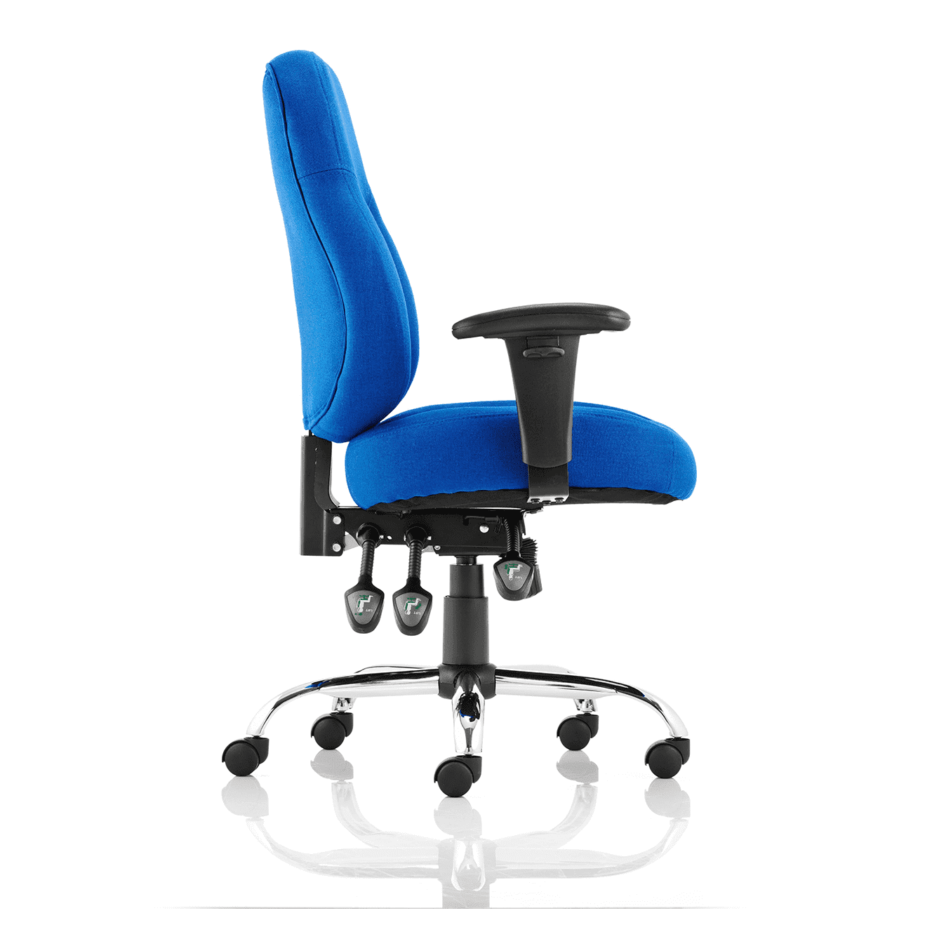 Storm High Back Task Operator Office Chair - Fabric & Soft Bonded Leather, Adjustable Arms, Chrome Frame, 125kg Capacity, 8hr Usage - Flat Packed