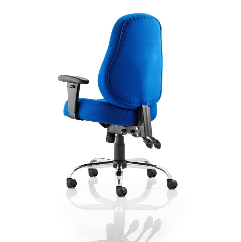 Storm High Back Task Operator Office Chair - Fabric & Soft Bonded Leather, Adjustable Arms, Chrome Frame, 125kg Capacity, 8hr Usage - Flat Packed