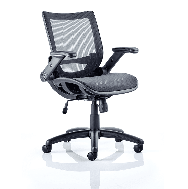 Fuller Mesh Back Office Chair - Medium Task Operator Chair with Folding Arms, Gas Height Adjustment & Tilt Tension - Max 125kg, 8hr Usage