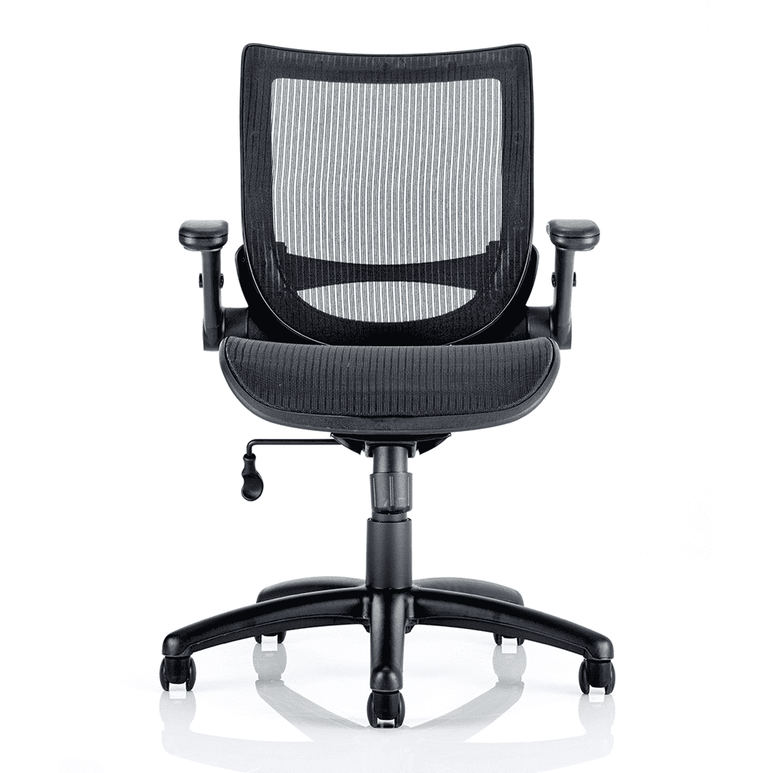 Fuller Mesh Back Office Chair - Medium Task Operator Chair with Folding Arms, Gas Height Adjustment & Tilt Tension - Max 125kg, 8hr Usage