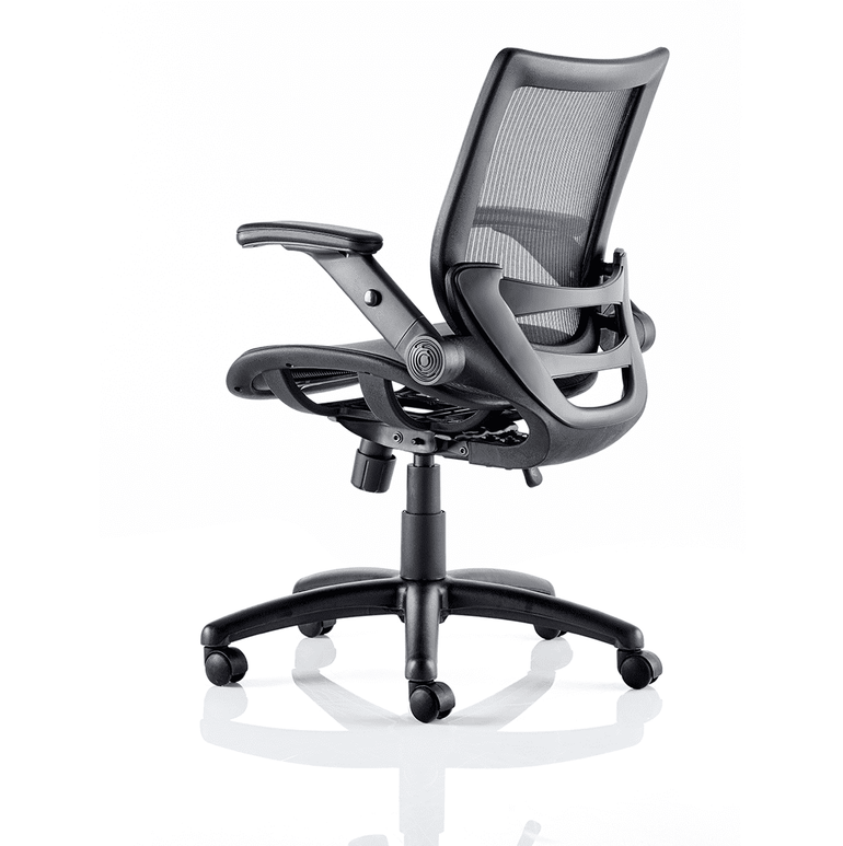 Fuller Mesh Back Office Chair - Medium Task Operator Chair with Folding Arms, Gas Height Adjustment & Tilt Tension - Max 125kg, 8hr Usage