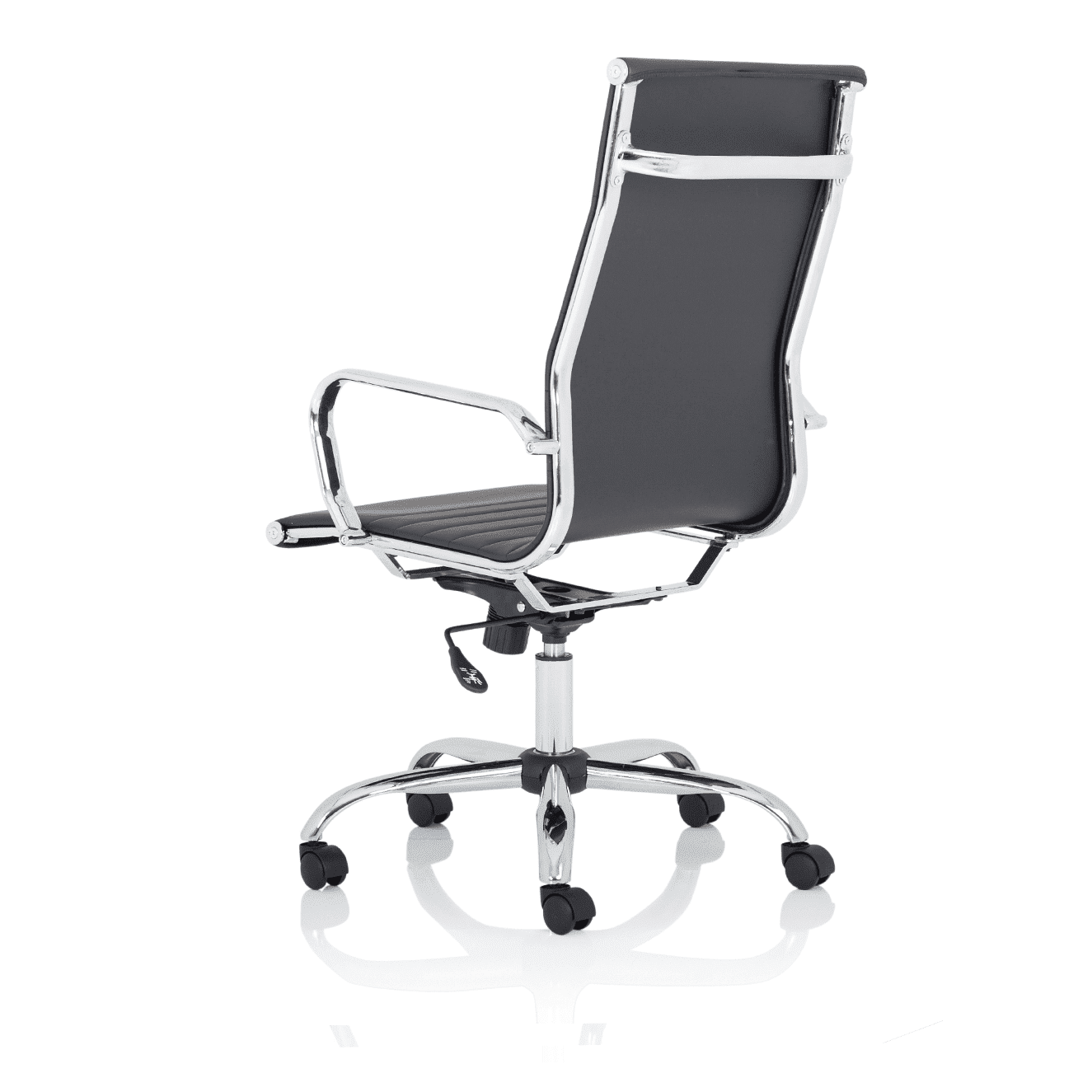 Nola Black Leather Executive Office Chair with Arms - Chrome Frame, 120kg Capacity, 8hr Usage, Adjustable Height & Tilt, 2-Year Warranty