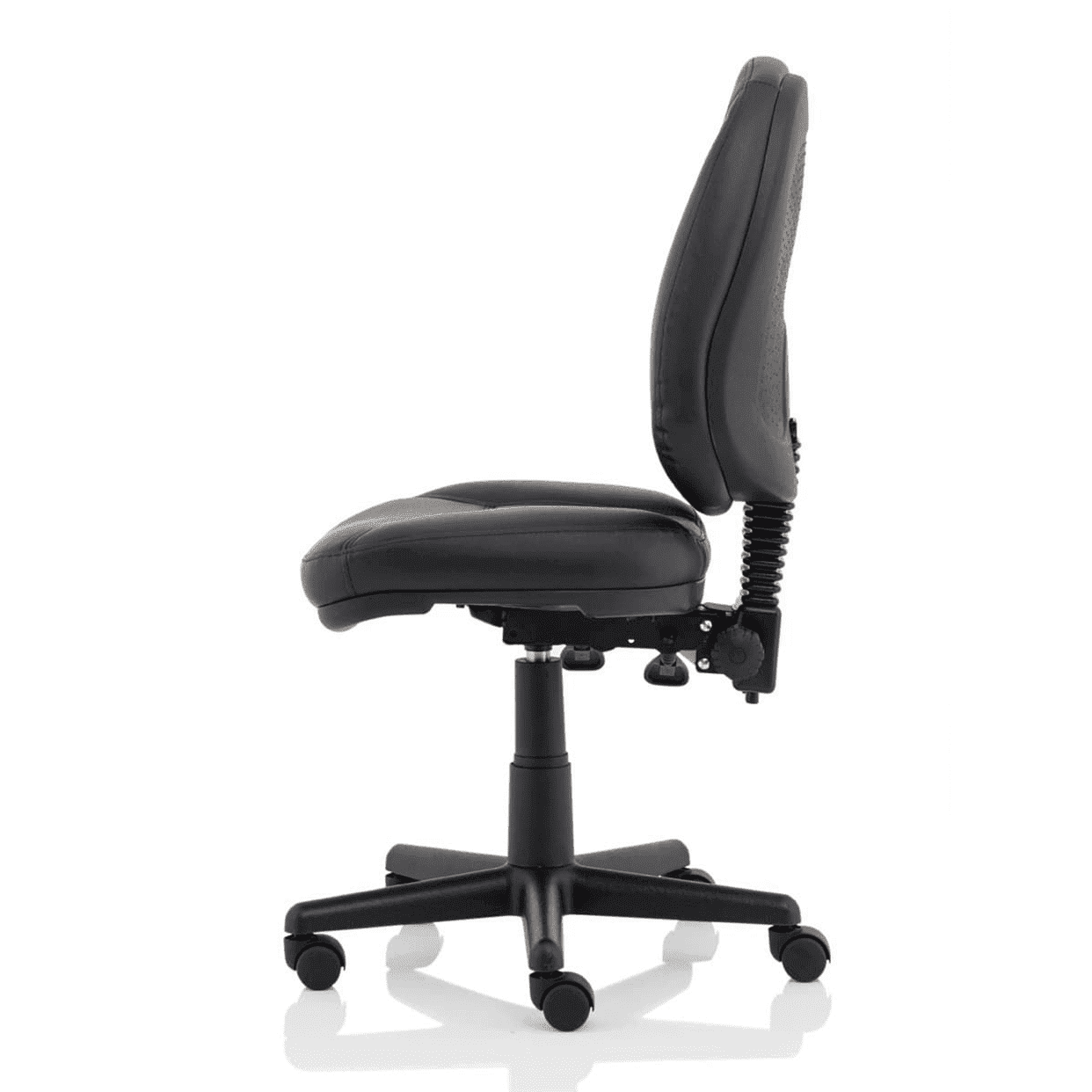 Jackson Medium Back Black Leather Task Operator Office Chair - Soft Bonded Leather, Adjustable Arms, 120kg Capacity, 8hr Usage, 2Yr Mechanism Guarantee