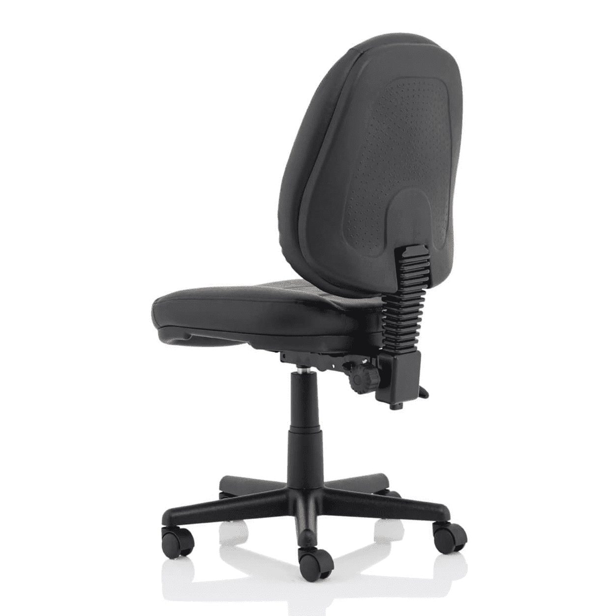 Jackson Medium Back Black Leather Task Operator Office Chair - Soft Bonded Leather, Adjustable Arms, 120kg Capacity, 8hr Usage, 2Yr Mechanism Guarantee