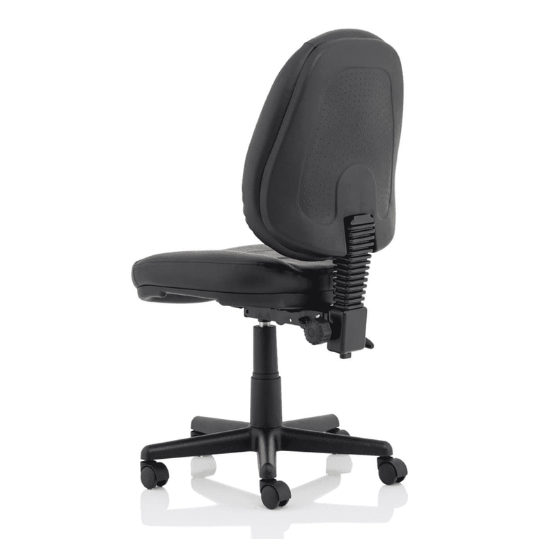 Jackson Medium Back Black Leather Task Operator Office Chair - Soft Bonded Leather, Adjustable Arms, 120kg Capacity, 8hr Usage, 2Yr Mechanism Guarantee