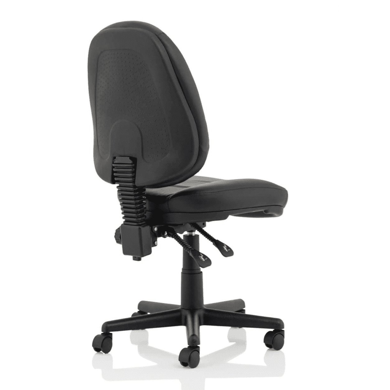 Jackson Medium Back Black Leather Task Operator Office Chair - Soft Bonded Leather, Adjustable Arms, 120kg Capacity, 8hr Usage, 2Yr Mechanism Guarantee