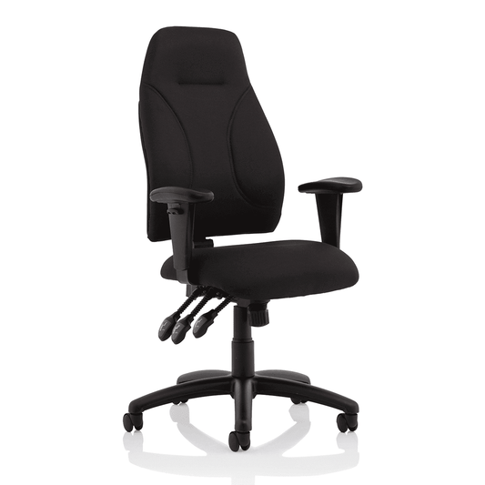 Esme High Back Task Operator Chair with Arms - Fabric Seat & Back, Adjustable Height, 125kg Capacity, 8hr Usage, 2yr Warranty (Flat Packed)