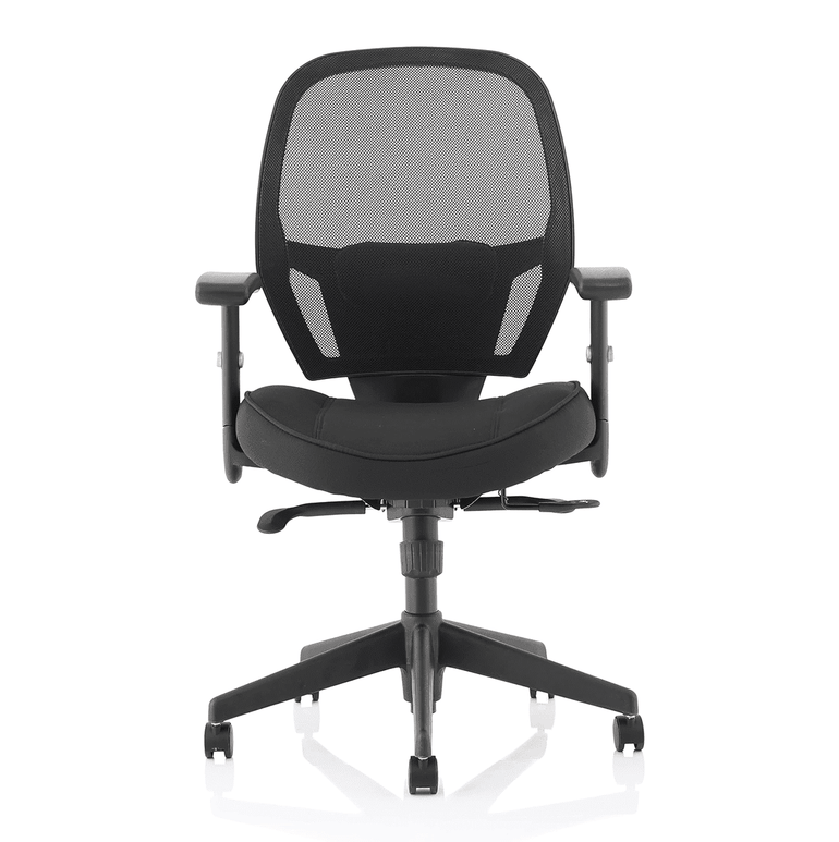 Denver High Mesh Back Task Operator Office Chair - Black, Adjustable Arms, Lumbar Support, 120kg Capacity, 8hr Usage, 3yr Warranty