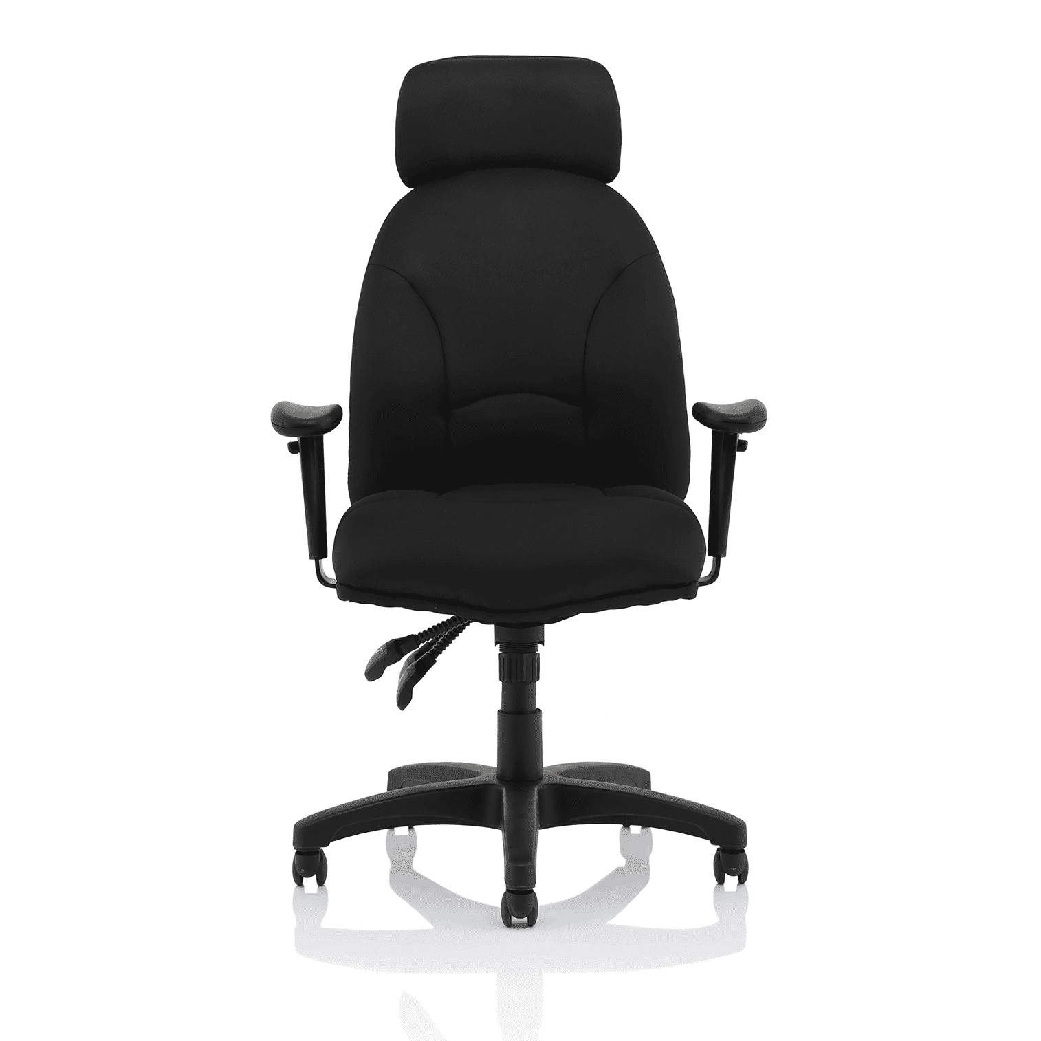 Jet High Back Black Fabric Task Operator Office Chair - 120kg Capacity, 8hr Usage, Adjustable Arms & Headrest, 2yr Mechanism Guarantee