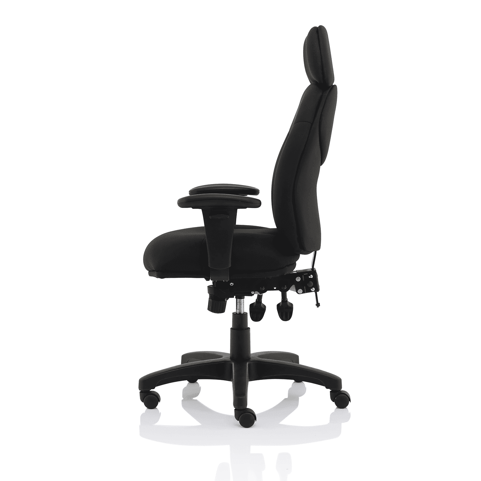 Jet High Back Black Fabric Task Operator Office Chair - 120kg Capacity, 8hr Usage, Adjustable Arms & Headrest, 2yr Mechanism Guarantee